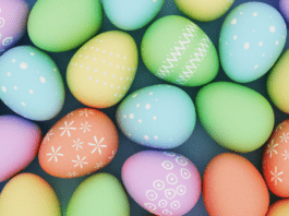 Painted pastel Easter eggs