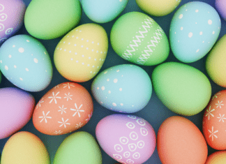 Painted pastel Easter eggs