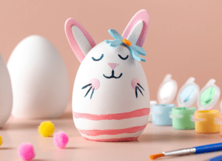 Easter egg painted like bunny