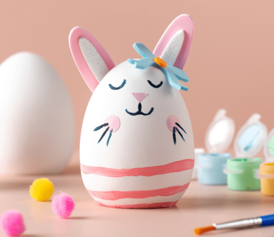 Easter egg painted like bunny