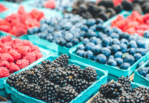 boxes of berries at the farmer's market