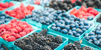 boxes of berries at the farmer's market
