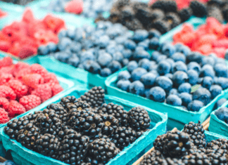 boxes of berries at the farmer's market